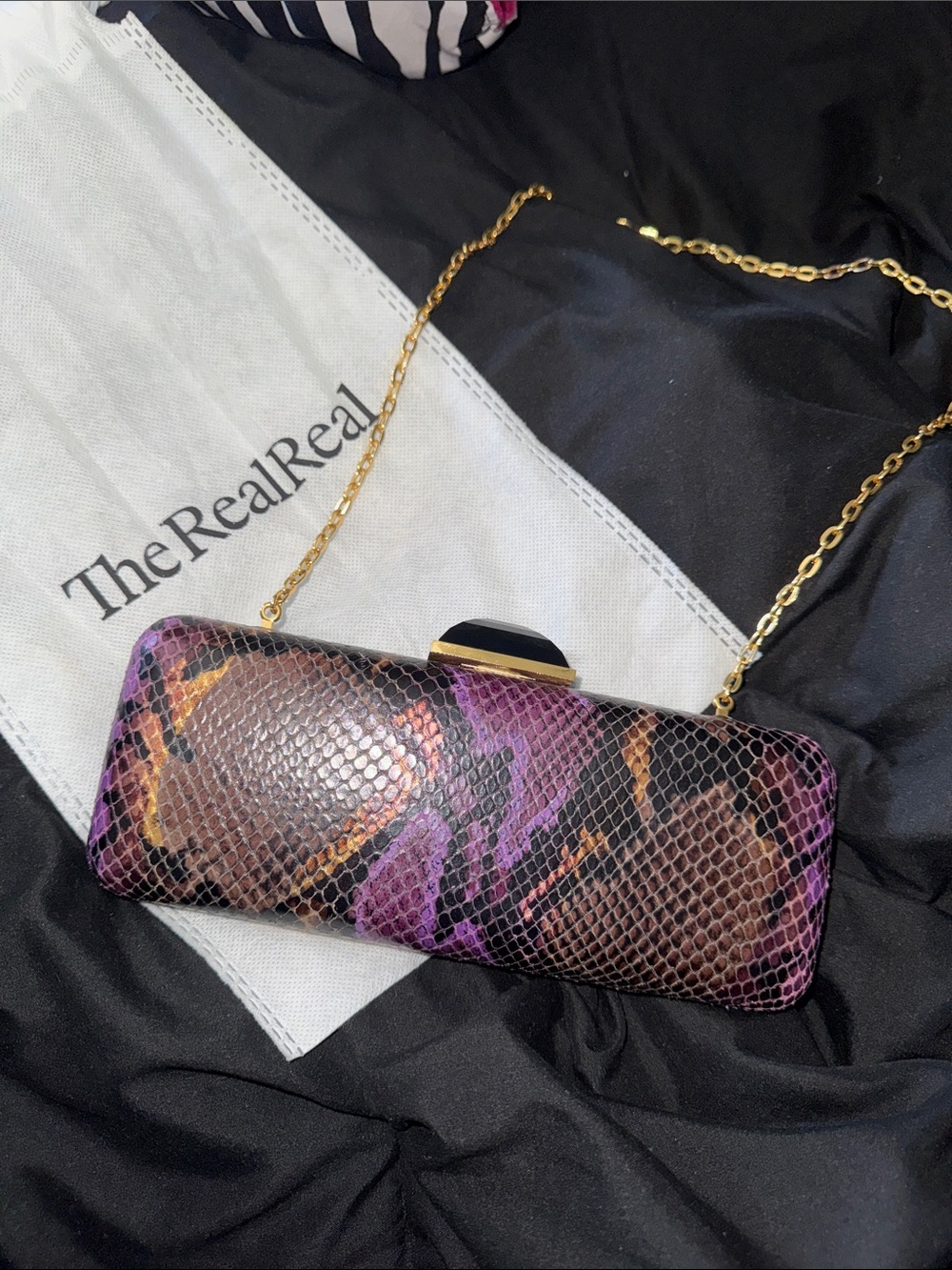 Judith Leiber Purple & Brown Snake-Print Chain